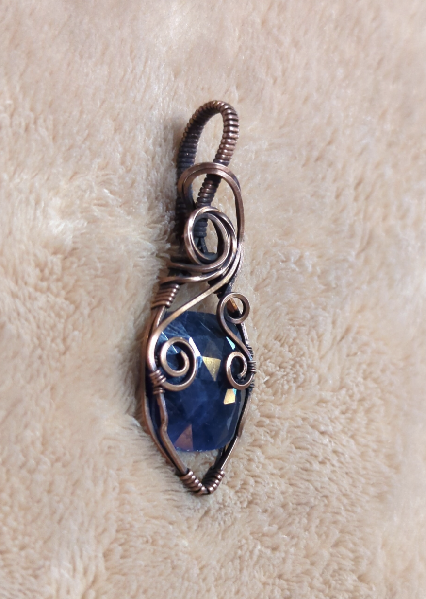 Sapphire Pendant, set in antiqued copper.