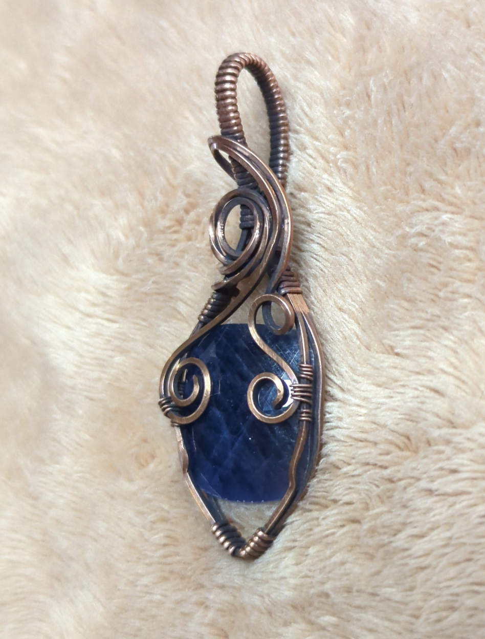 Sapphire Pendant, set in antiqued copper.