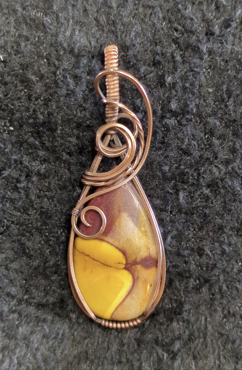 Mookaite Jasper gemstone pendant, set in antiqued copper.