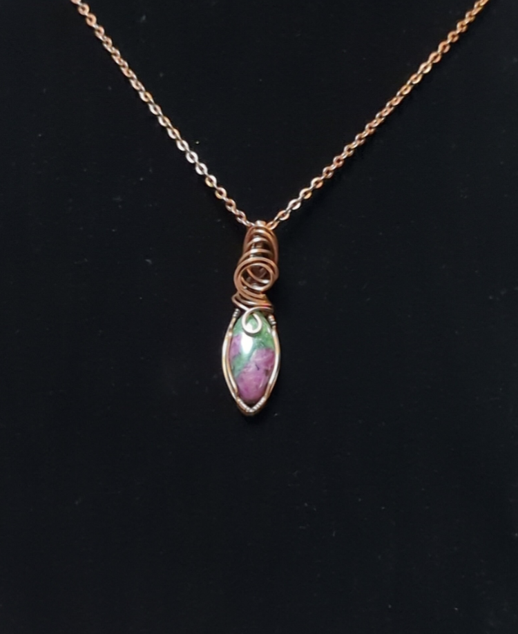 Ruby in Zoisite Pendant, set in antiqued copper.