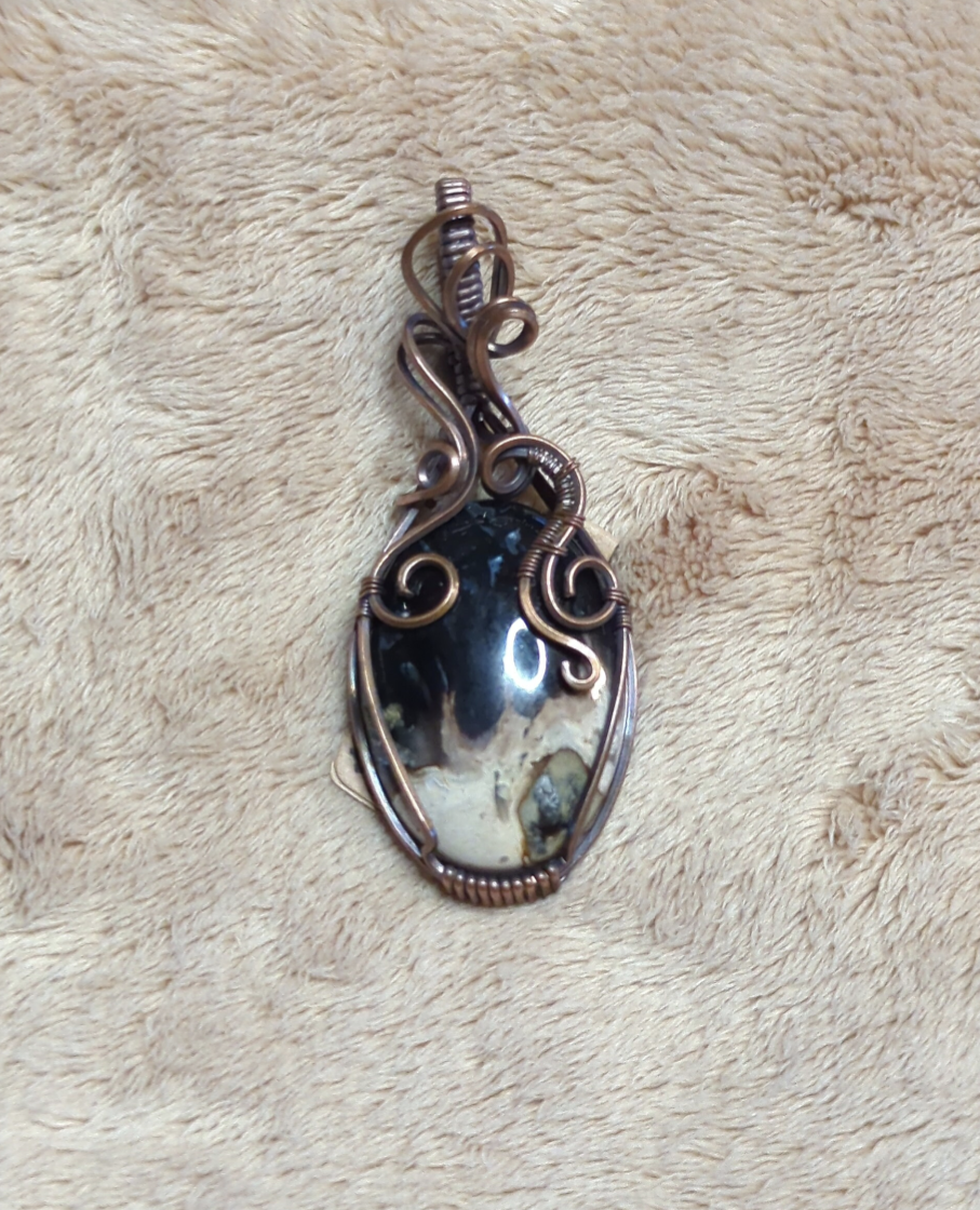 Petrified Palm root Pendant, set in antiqued copper.