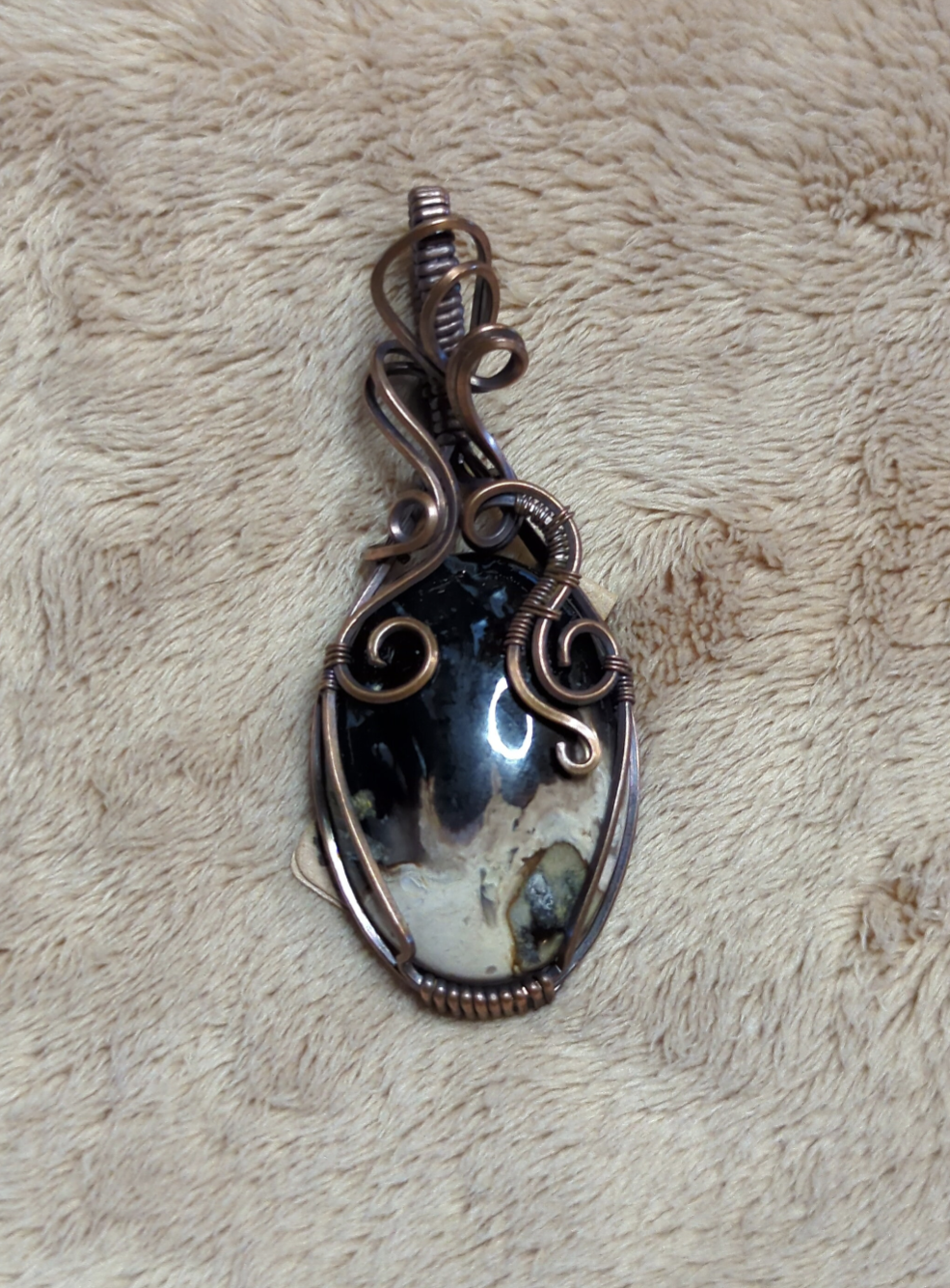 Petrified Palm root Pendant, set in antiqued copper.