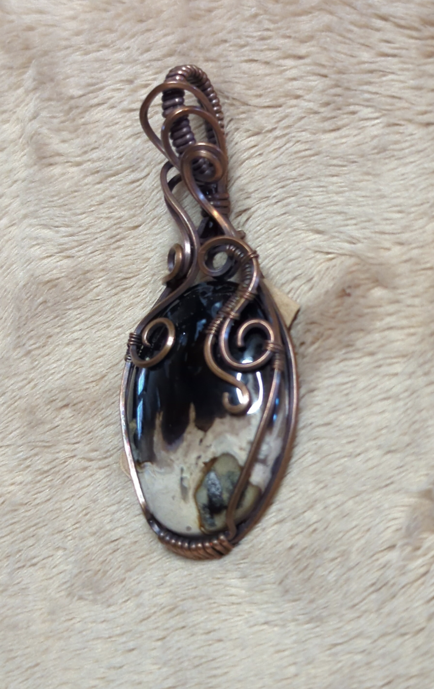 Petrified Palm root Pendant, set in antiqued copper.