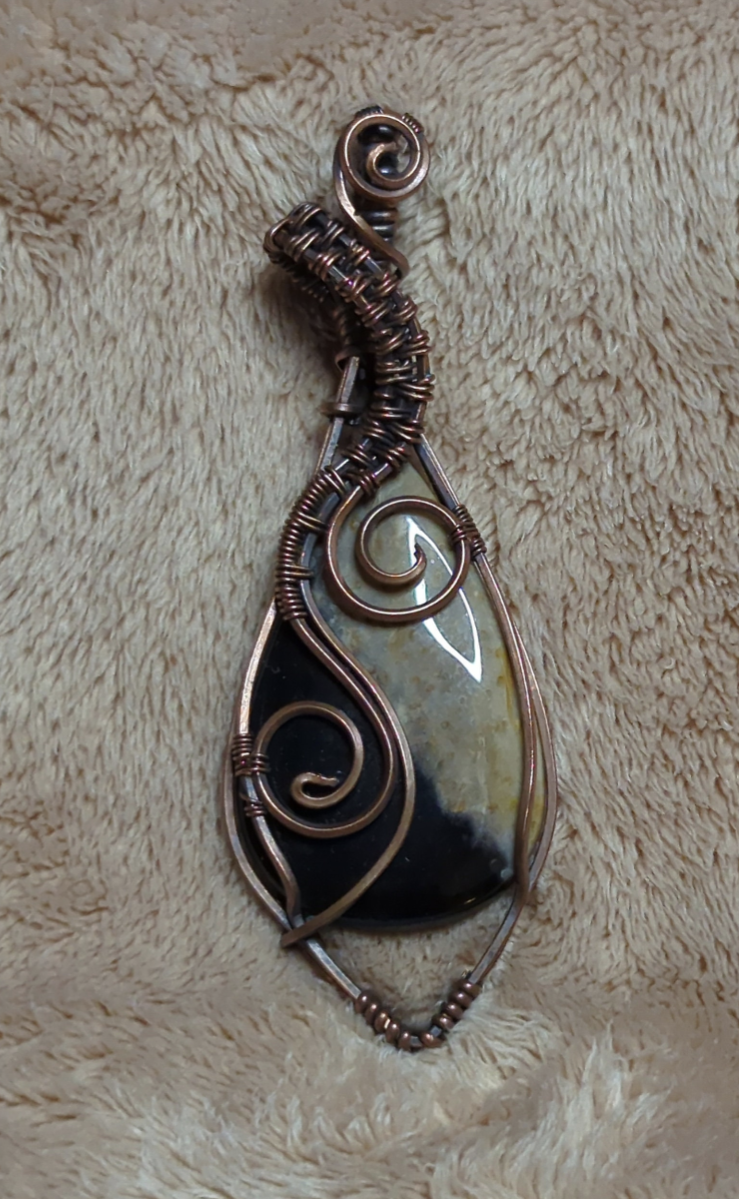 Petrified Palm root Pendant, set in antiqued copper.