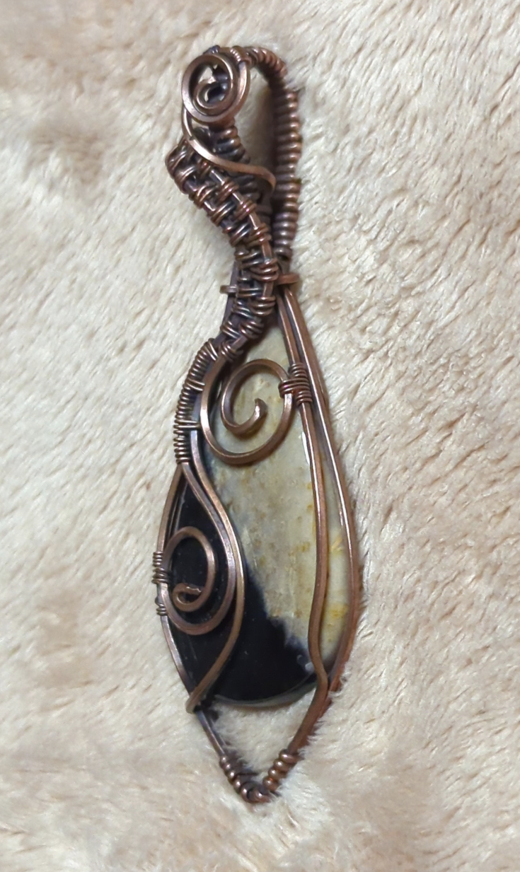 Petrified Palm root Pendant, set in antiqued copper.