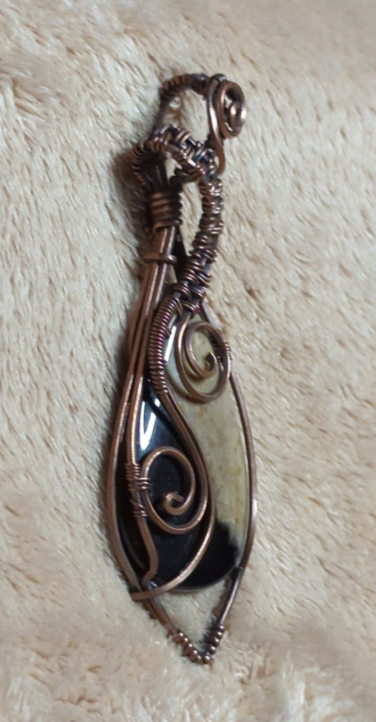 Petrified Palm root Pendant, set in antiqued copper.