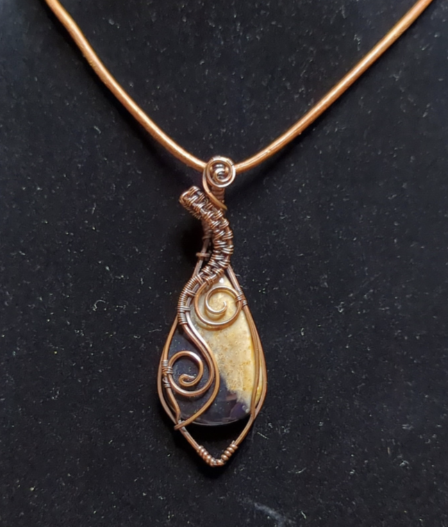 Petrified Palm root Pendant, set in antiqued copper.