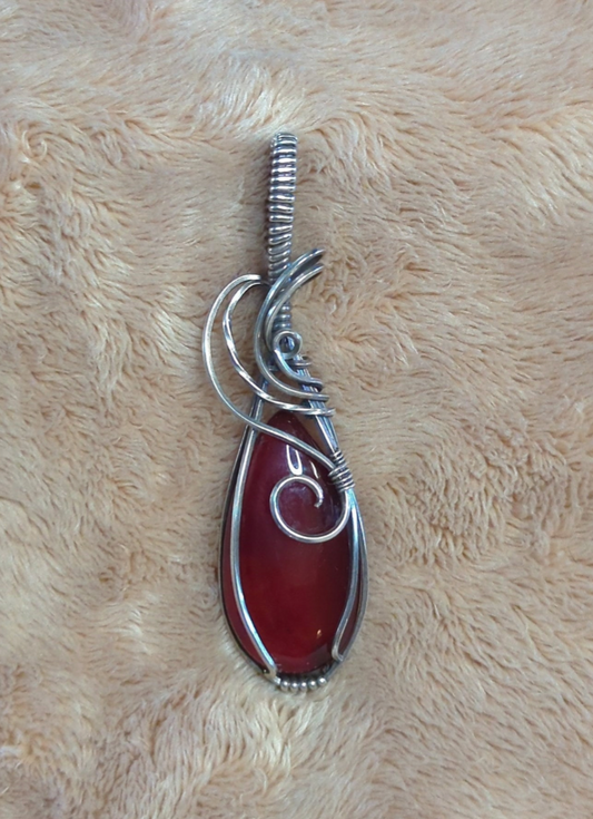 Red Onyx Pendant. Set in Sterling Silver.