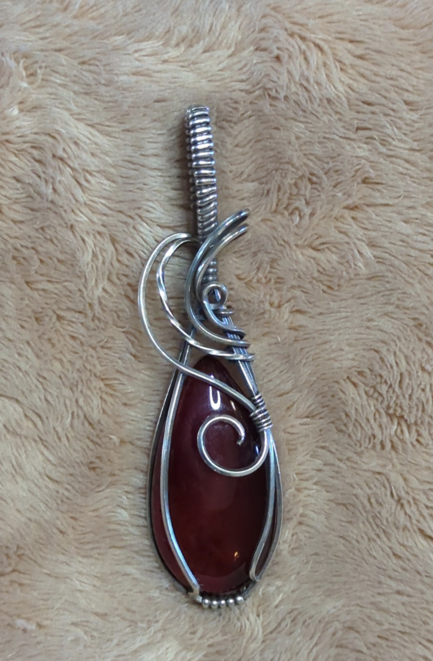 Red Onyx Pendant. Set in Sterling Silver.