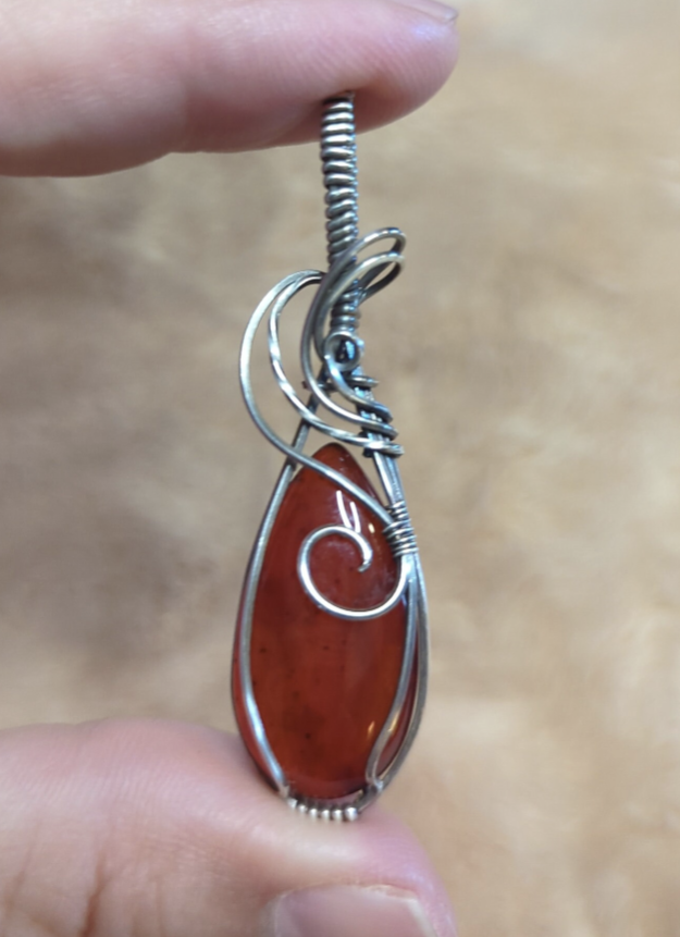 Red Onyx Pendant. Set in Sterling Silver.