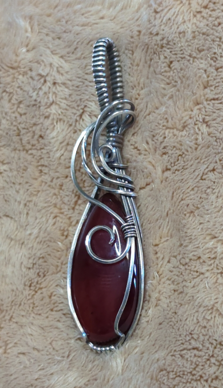 Red Onyx Pendant. Set in Sterling Silver.