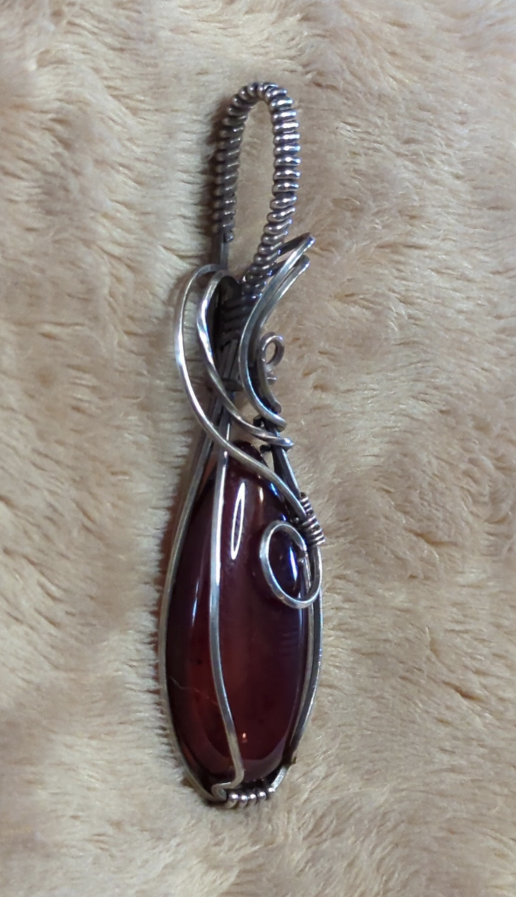 Red Onyx Pendant. Set in Sterling Silver.