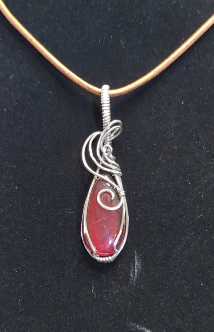 Red Onyx Pendant. Set in Sterling Silver.