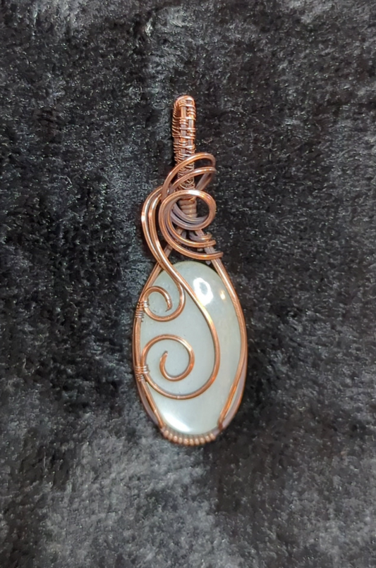 Moonstone gemstone pendant, set in antiqued copper.