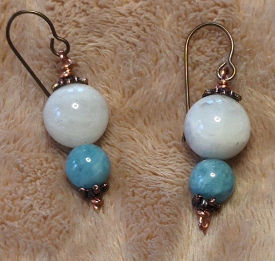 Moonstone and Aquamarine Quartz earrings