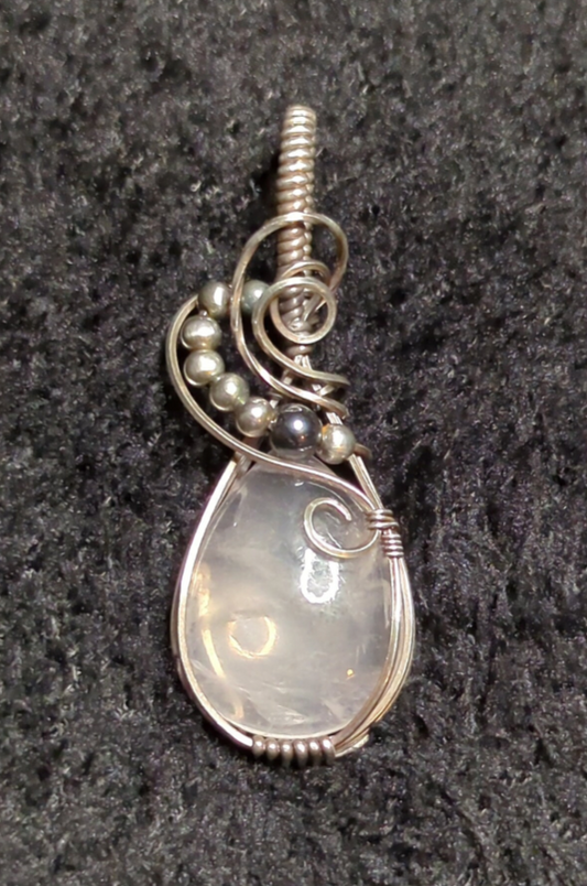 Rose Quartz Pendant, set in Sterling Silver